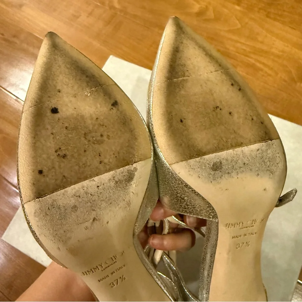 Jimmy Choo Metallic Gold Heels - Picture 4 of 13
